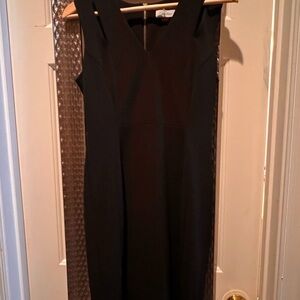 Calvin Klein Black Sheath Midi Dress V-Neck Sleeveless